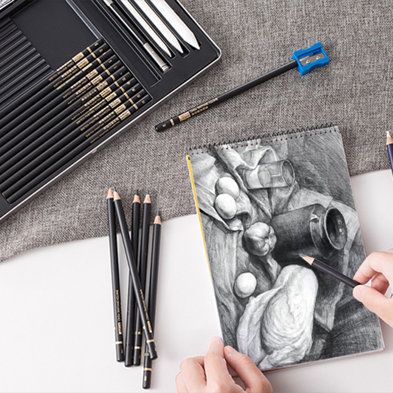 Nioni lápiz mate boceto para principiantes boceto carboncillo lápiz goma estuche para bolígrafos de papel bola de esponja juego de sacapuntas