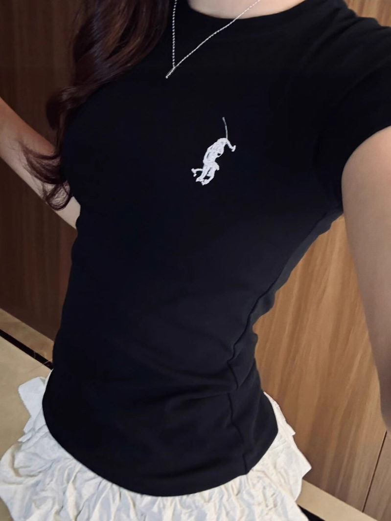 Slim Fit T-Shirt for Women Summer Short Sleeve Versatile Pure Color Sexy Top Instagram Style Hot Girl Fashion_ecoleips.com