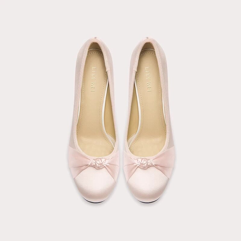 Stunningly elegant high-heeled shoes for women, with thin heels that don't tire the feet, versatile for adult ceremonies, pointed toe, bowknot, satin shallow single shoes for women