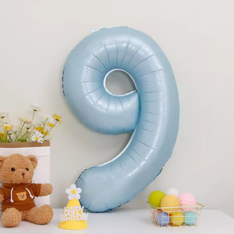 40inch アルミフィルムデジタルバルーン ベビーブルーピンク 女の子の誕生日シーンの装飾 ベビー123歳の誕生日の装飾|undefined