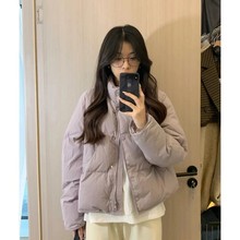 紫色短款棉服外套冬季款女加厚2023新款感炸街面包服棉衣