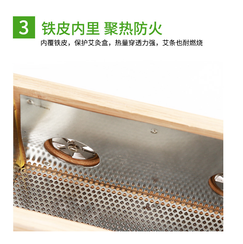 Wooden Moxa Box 4cm Three Hole Moxibustion Burner for Home Warming Care Fits 3-4cm Moxa Sticks 380g specifications