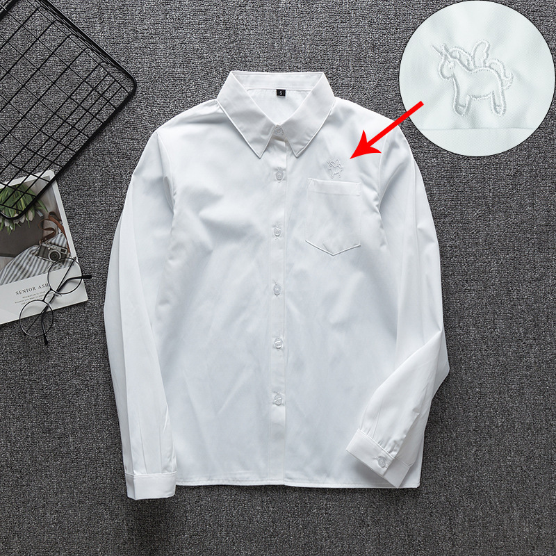 Ys025*sharp collar [long sleeve] unicorn (white)
