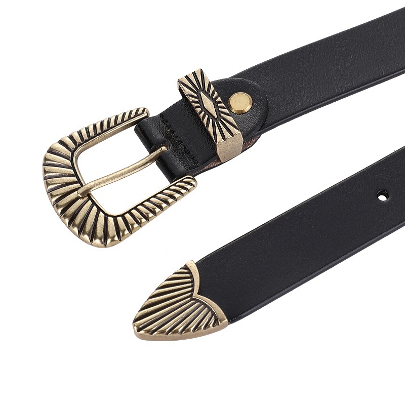 New European And American Leather Belt, Women's Retro Versatile Decoration, Two-layer Cow Belt, Women's Needle Buckle Casual Jeans Belt_voghion.com