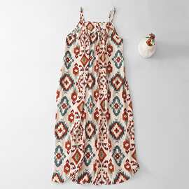 多巴胺2026夏款连衣裙西米亚宽松新款印花吊带海边度假长裙吊带裙