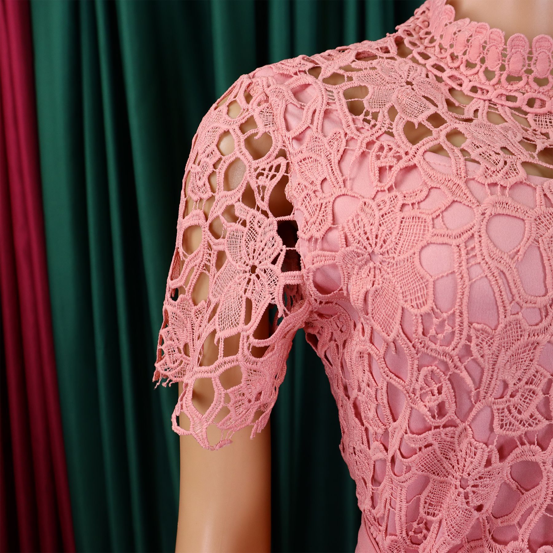 546g Weight Short Sleeve Sleeve Length Polyester Fabric Type High Waist Waist Line Jumpsuits Pants Type Daily Occasion Loose Fit Type Solid Color Pattern Summer Season Women's Gender Lace Design Casual Style Women's Daily Casual Solid Color Lace Jumpsuits 6