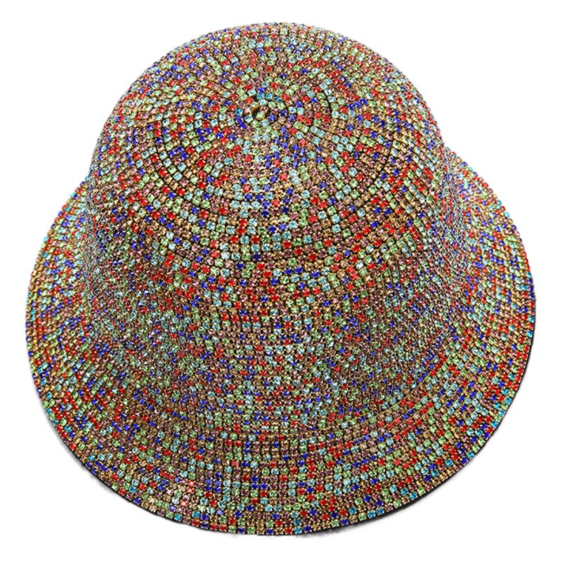 Nuevo sombrero de pescador retro europeo y americano de gama alta rhinestone cuenca sombrero de verano de las mujeres sombrero de sol rendimiento de moda sombrero transfronterizo