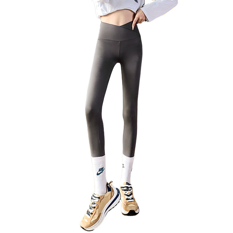 Leggings desgaste exterior de las mujeres primavera y otoño vientre contracción cadera levantando la pierna de adelgazamiento apretado Barbie pantalones delgados pantalones de tiburón de cintura cruzada image 7