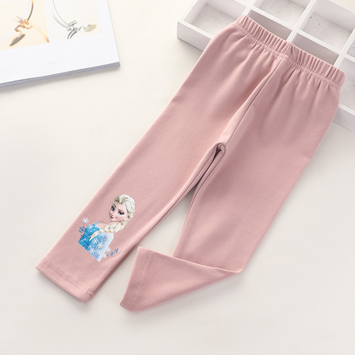 Girls spring and autumn leggings  new children's style cartoon pants little girls wear slim autumn trousers