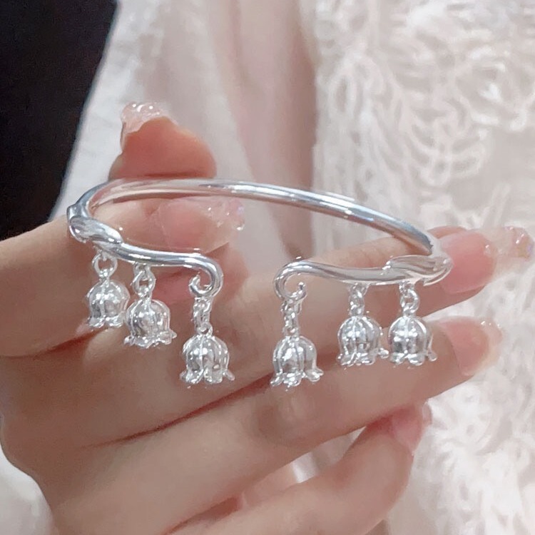 New Chinese ancient style Lily open bracelet all-match niche design national fashion birthday gift for girlfriend girlfriend