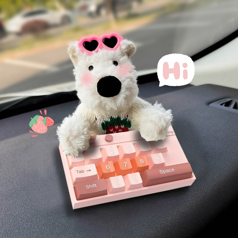 Tarjeta de estacionamiento temporal del automóvil lindo West Highland Puppy Keyboard Teléfono del automóvil Número de matrícula Decoración del automóvil Mover el automóvil