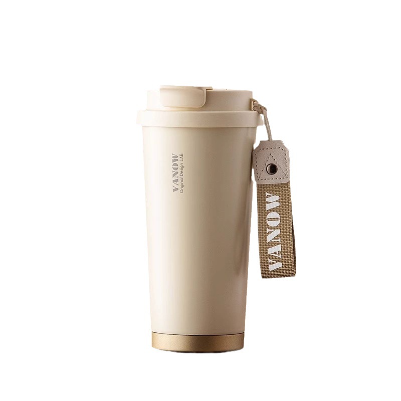 British vanow taza de café taza de vacío de alta apariencia de la muchacha revestimiento de cerámica de acero inoxidable portátil de paja taza de agua
