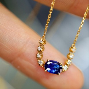 Fubei Diamond Jewelry 18K Gold Sapphire Clavicle Chain Gold Weight 1.55g Main Stone 0.58 karat Jewelry