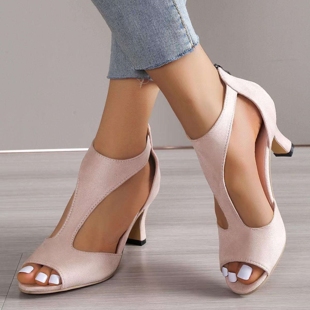 Women's Basic Solid Color Open Toe Peep Toe Sandals display picture 2