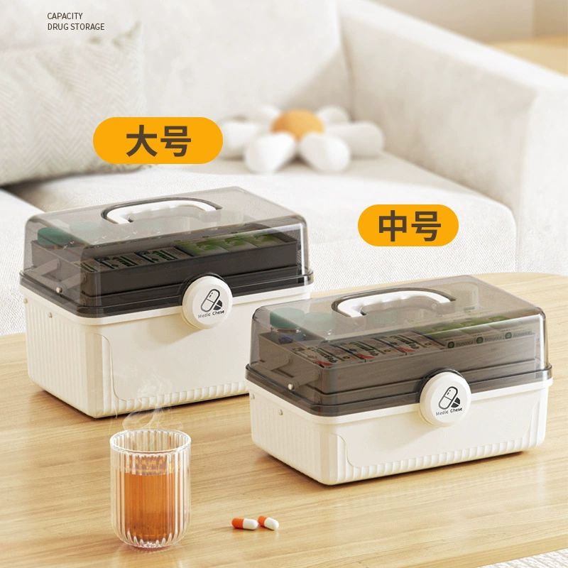 Multi-layer Medicine Storage Box, Plastic Large-Capacity Organizer for Dormitory and Home