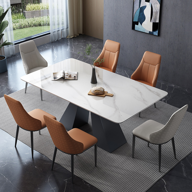 Italian-Style Ultra-Minimalist Modern Slate Dining Table for Home Use, Suitable for Large and Small Households, Rectangular Dining Table, Fixed Table