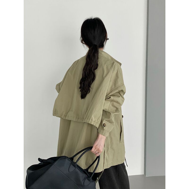 So, What about the Old Dreams of Paris? Purple Stand-Collar Trench Coat for Women with a Stylish Design, Loose and Casual Mid-Length Coat 5083 So, What about the Old Dreams of Paris? Purple Stand-Collar Trench Coat for Women with a Stylish Design, Loose and Casual Mid-Length Coat 5083
