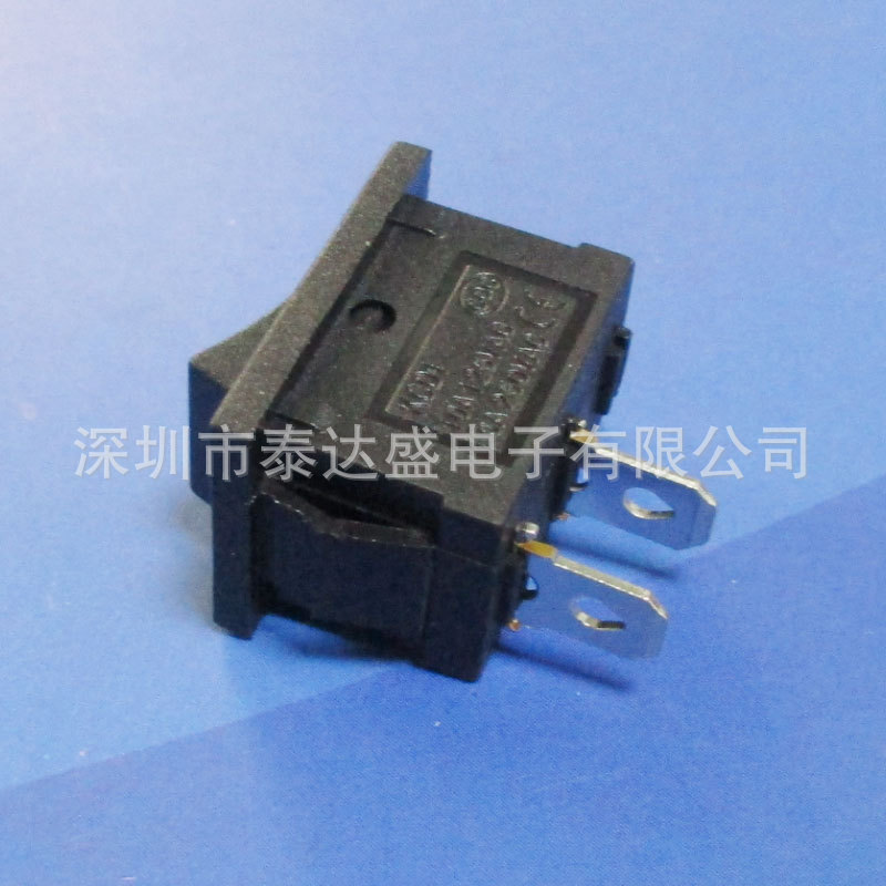 软卡式21*15小型电器开关 一开一关两脚黑色小家电用船形开关KCD1