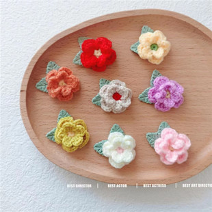 Wool flower rose crochet flower brooch bow tie head flower material sweater decorative flower