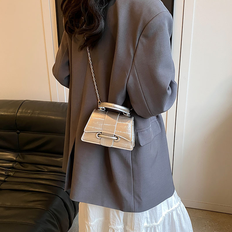Bolso de mujer de anguila plateada 2024, nuevo estilo de moda de alta calidad, bolso de hombro de cadena, bolso compacto y exquisito.