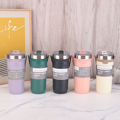 New model stainless steel insulated cup vacuum double-layer water cup coffee cup large capacity silicone handle cup for export
