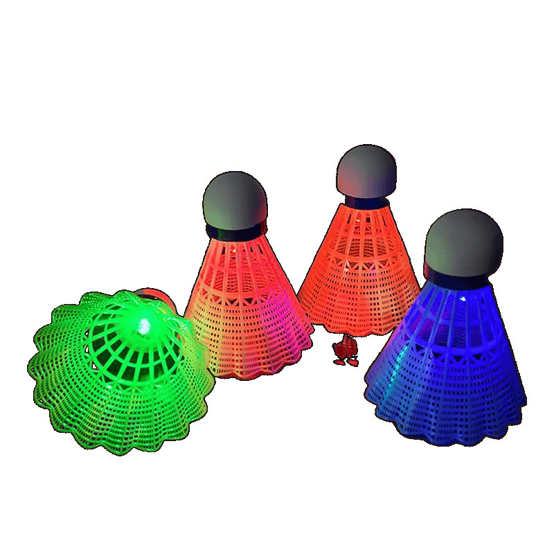 Bádminton luminoso con lámparas LED de color resistente a los golpes bola de plástico de nylon de alta resistencia a prueba de viento no se rompe por la noche