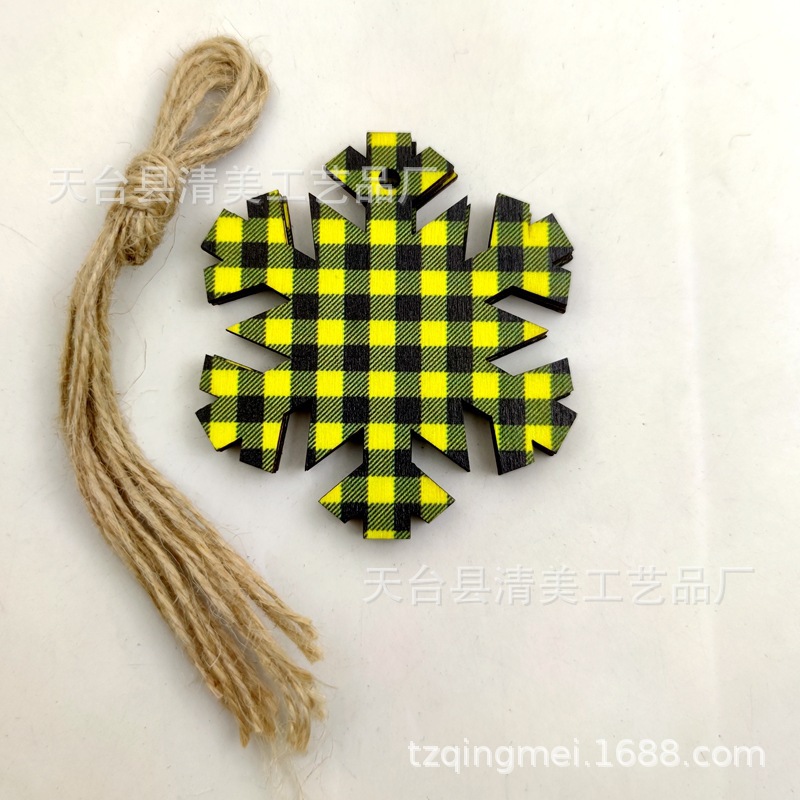 33 cuadros amarillos y negros serie navideña piezas de madera colgante de decoración navideña se pueden combinar libremente 10 piezas en un paquete