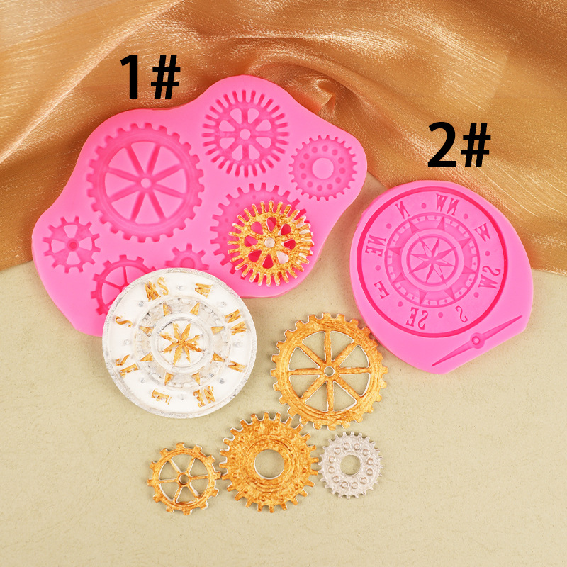 Engranaje mecánico brújula hornear molde de silicona fondant cake decoración DIY hecho a mano chocolate epoxi