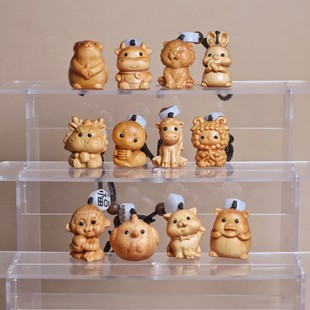Thuja Wood Carving Twelve Zodiac Signs Mobile Phone Pendant Couple Bag Hanging Dragon Horse Rabbit Tiger Pig Snake Chicken Dog Sheep Ornament Animal