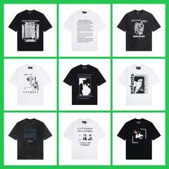 新商品の憂鬱な富二代スケッチ落書きゆるいカジュアル半袖tシャツ潮牌男女の丸襟半袖綿T
