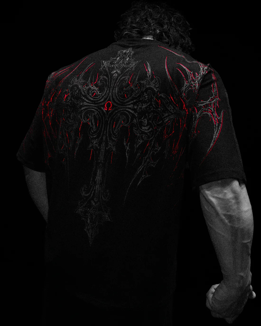 Breathedivinity Men's Oversized T-Shirt Dark Style American Trendy Brand Sports Casual Cotton Printed Short Sleeve 008_viptrois.com