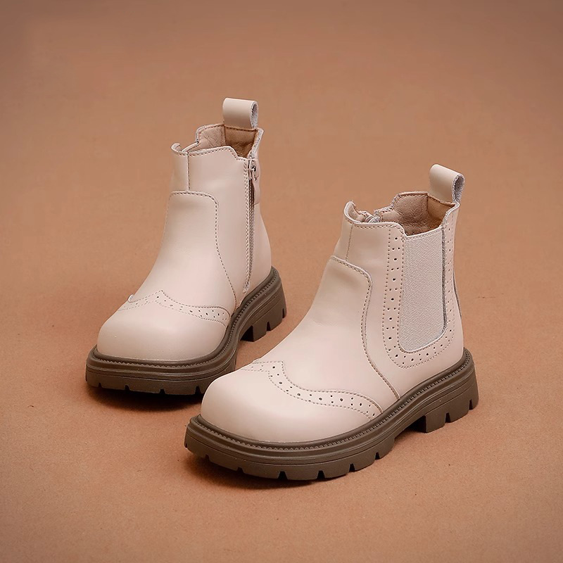 Girls' shoes, children's Martin short boots 2024 new autumn and winter styles, black single boots, Baroque British style_voghion.com