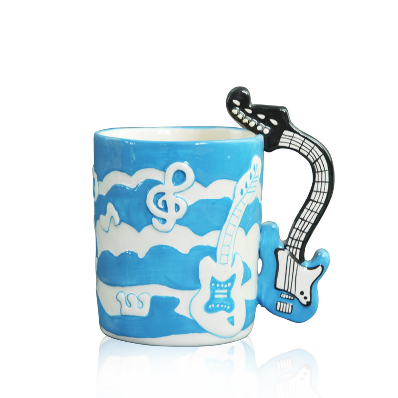 Taza de guitarra en taza de música de cerámica taza de agua de notas de guitarra eléctrica taza de café mini taza de leche