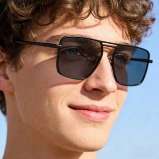 新款欧美时尚方框太阳镜男复古金属镜腿墨镜男跨境户外眼镜shades
