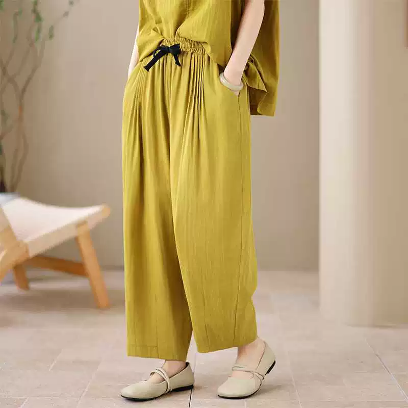 Летние брюки, корейский стиль, эластичный пояс, oversize