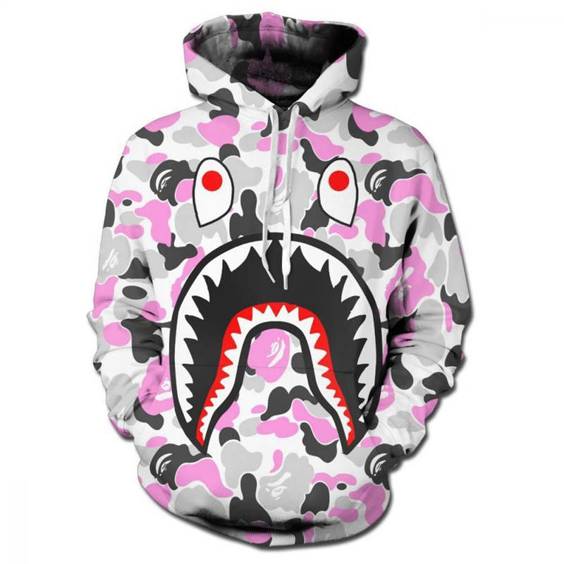 2024 hoodie shark head sweater 3D printing cross-border wholesale