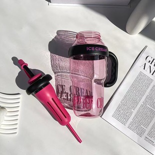 2025 New High-Looking Summer Plastic Cup, Bucket, Milk Tea Cup, Belly Cup, Cute Straw Ins Large Water Kettle