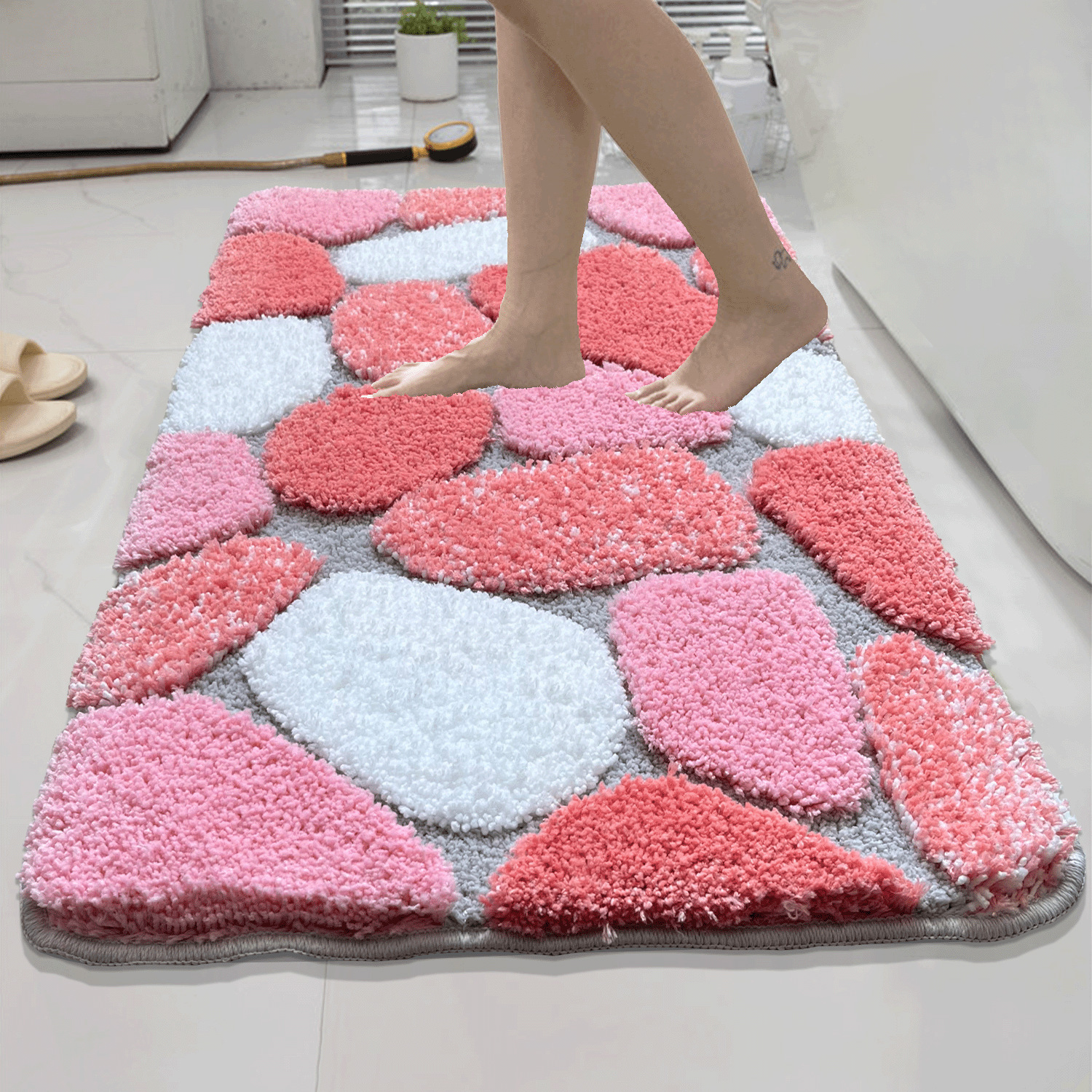 Inodoro esterilla semicircular cuadrilátero pastoral esterilla de baño esterilla de suelo absorción de agua esterilla de piso de uso repetido