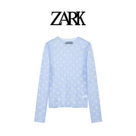 ZARK 欧美新款半透视花朵针织衬衫 跨境外贸女装批发 9598095