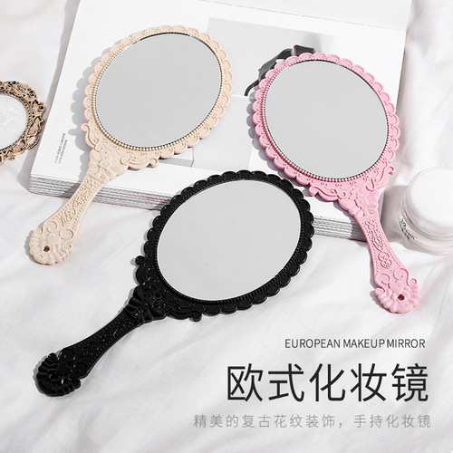 A3040 creative retro pattern handle makeup mirror makeup mirror portable portable lace mirror hand-held mirror