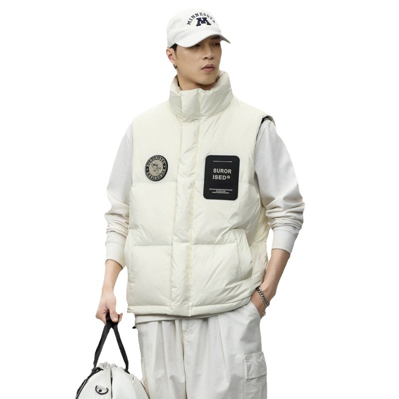 Winter keep warm white down jacket, vest sleevless for leisure, increased thickness, oversize