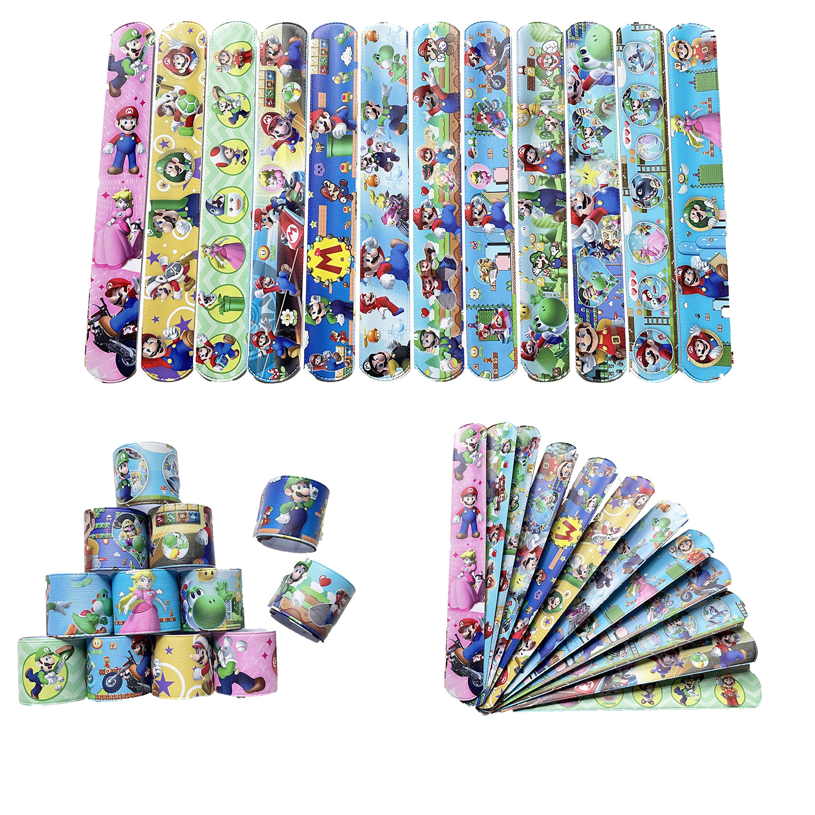 Mario Snap Ring + Sticker Mary Toy Decoración de fiesta infantil Sticker Snap Ring Combinación