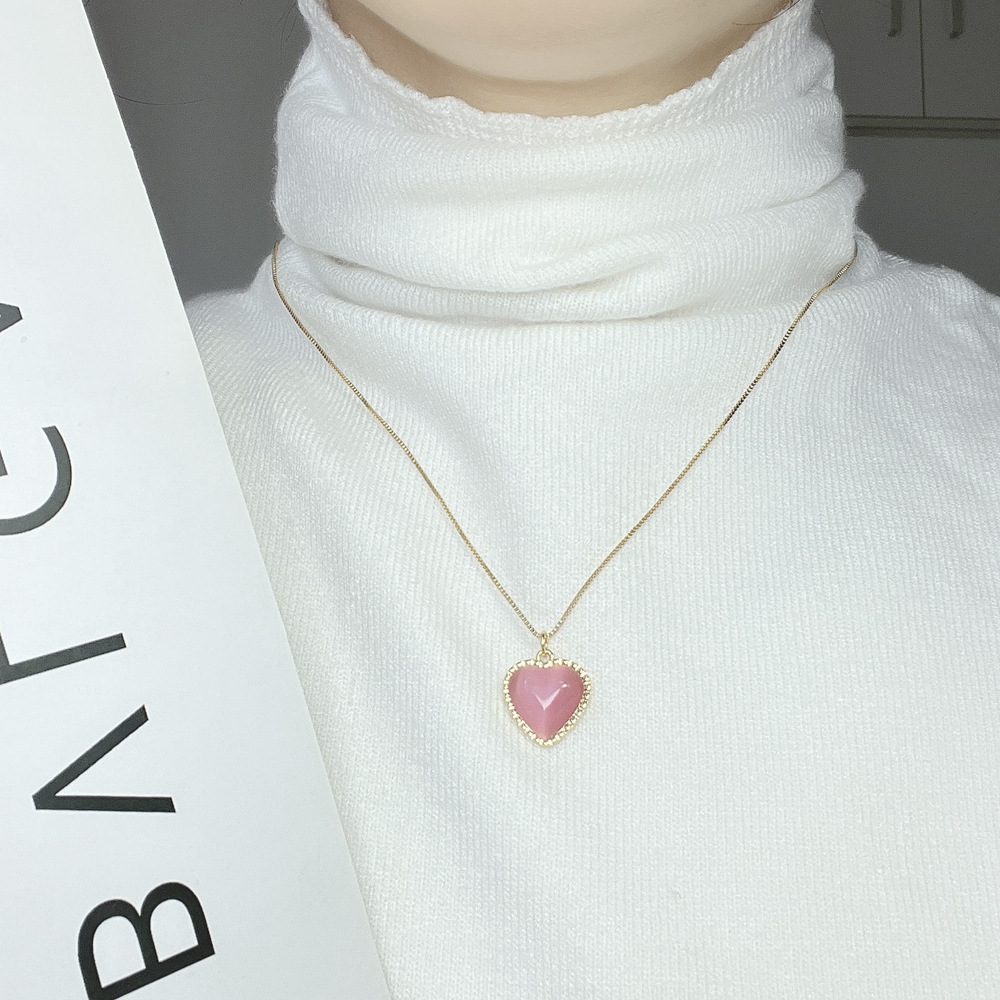 Simple Style Pentagram Heart Shape Copper Plating Inlay Opal Shell Zircon Pendant Necklace 1 Piece