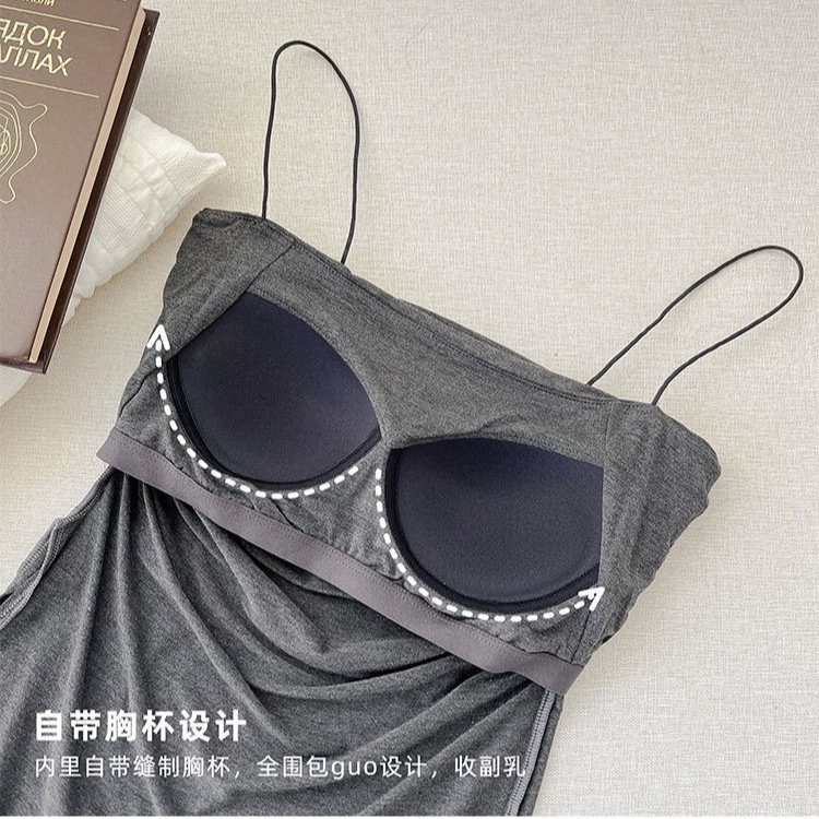 Summer Tank Top, Ruched Camisole with Cups, Fitted Lifting Effect