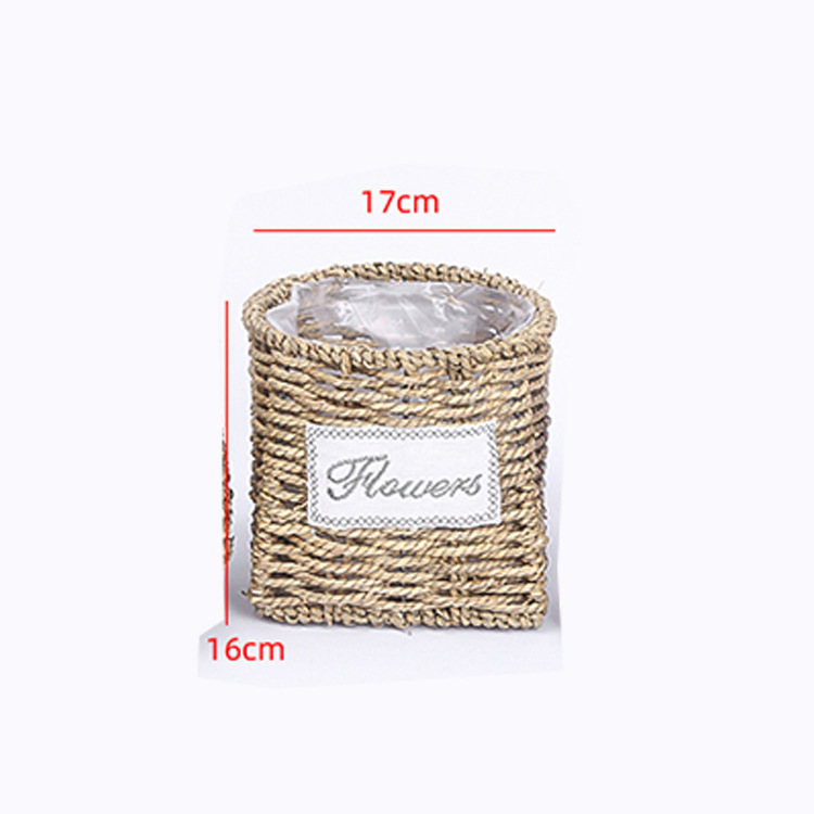 Cesta de flores de paja tejida a mano idílica paja tejida y cesta de flores de sauce cesta de arreglo floral cesta Festival cesta de almacenamiento de ratán tejida a mano