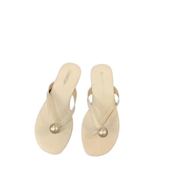 Zapatillas francesas de zapatillas de mujer 2026 nuevas sandalias de playa de perlas de verano