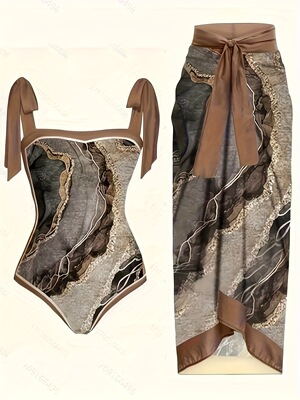 F 92900 Retro One-Piece Tummy-Control Swimsuit 复古连体遮肚|ru
