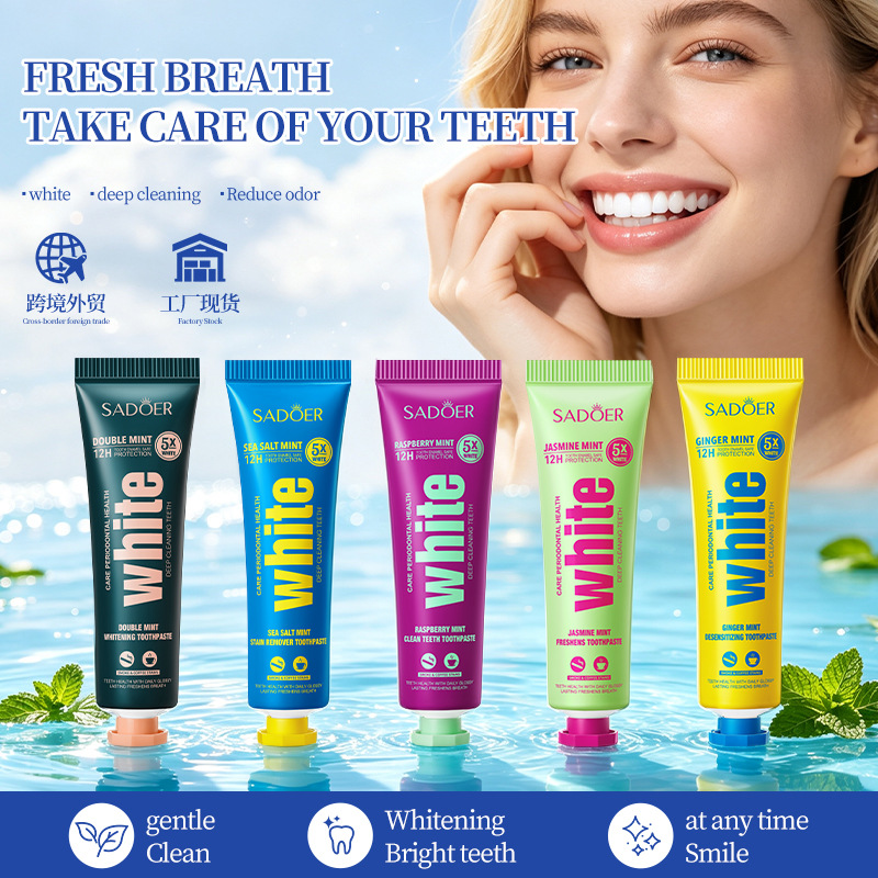 All-English Sadoer Jasmine Mint Fresh Toothpaste for Clean Teeth, Clean Toothpaste for Cross-Border Trade Wholesale