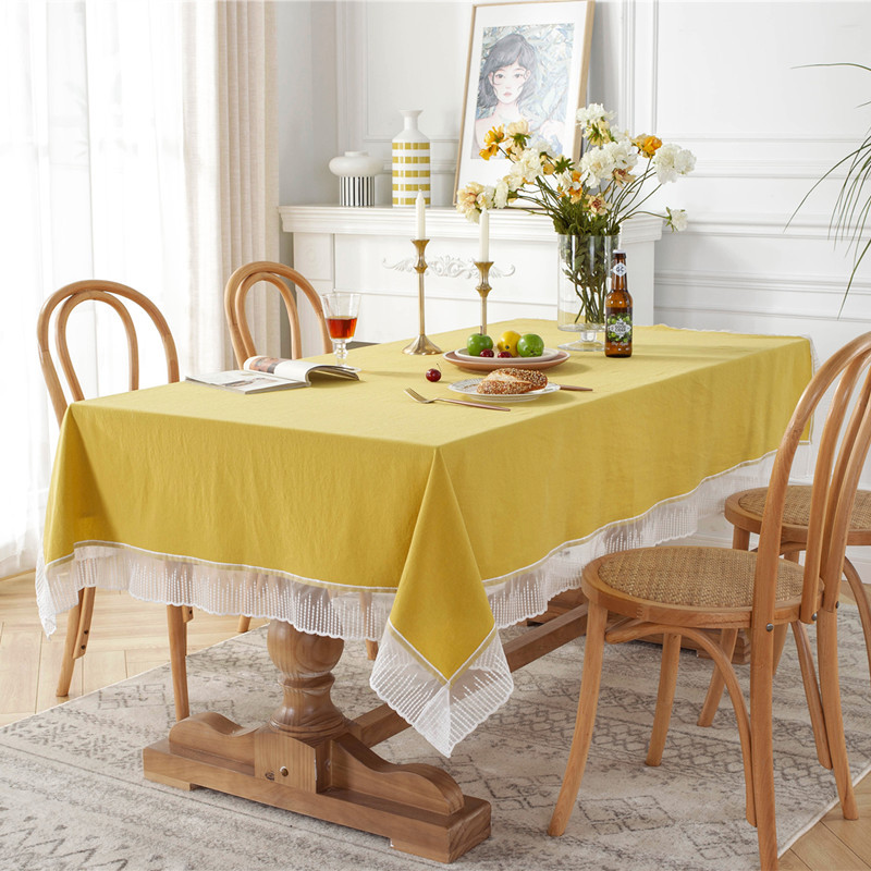 French-style Romantic Solid Color Pure Washed Cotton Meteor Shower Lace Tablecloth Coffee Table And Dining Table,_voghion.com