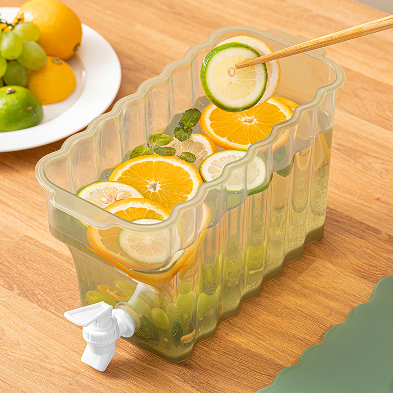 Botella de agua fría con grifo horizontal poner refrigerador botella de agua fría hogar de verano gran capacidad resistente a la caída tanque de agua fría engrosada